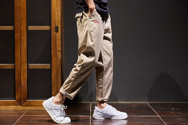 FNNKA overalls quần nam thủy triều Yu Wenle nhỏ màu đỏ tiêu chuẩn thẳng chín quần trẻ trung rắn màu hoang dã quần thường quần ống rộng nam
