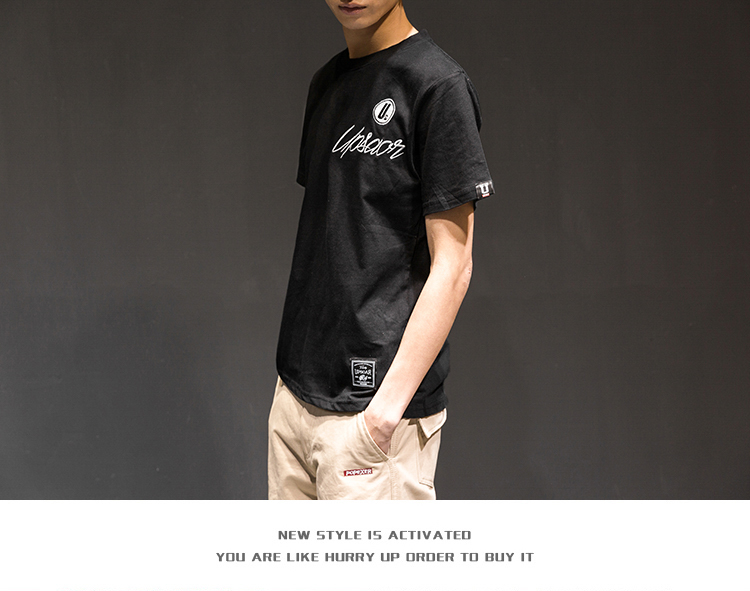 Thương hiệu Tide chính hãng thêu chữ ngắn tay áo thun nam Nhật Bản đơn giản cổ tròn mùa hè cotton đáy áo thun Hàn Quốc áo polo nam hàng hiệu