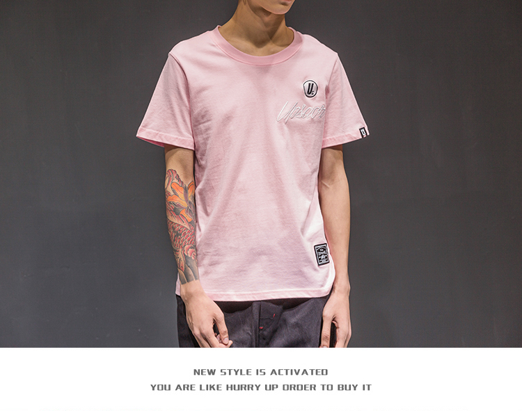Thương hiệu Tide chính hãng thêu chữ ngắn tay áo thun nam Nhật Bản đơn giản cổ tròn mùa hè cotton đáy áo thun Hàn Quốc áo polo nam hàng hiệu