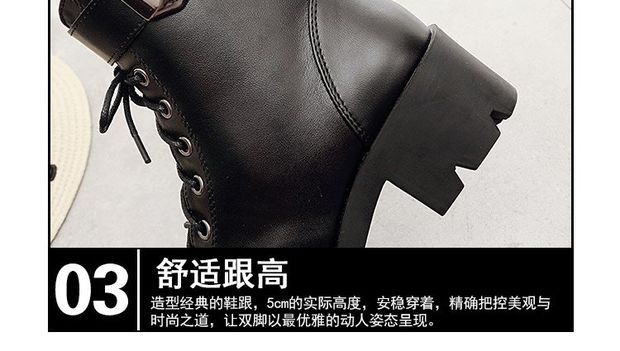Giày cao gót Martin Giày nữ cao cổ gió Anh bốt cao cổ có bốt dày trong đôi bốt cao cổ nữ mùa xuân và mùa thu đơn giày boot nữ cổ lửng