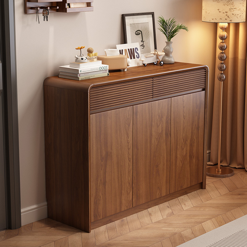 Solid Wood Shoe Cabinet, Home Entrance Storage Cabinet, Integrated Wall-Mounted New Chinese-Style Entryway Cabinet, Large Capacity, 2026 New Model