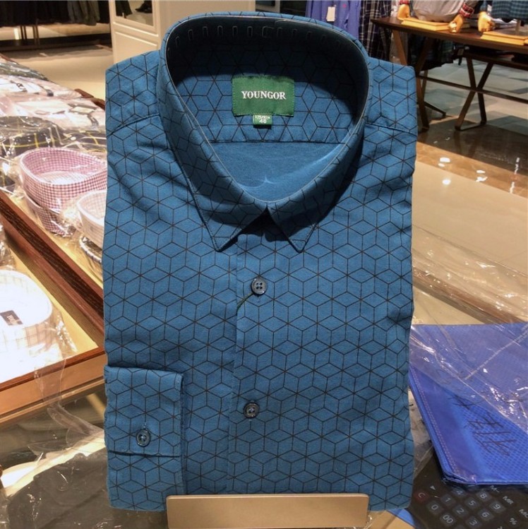 Counter 780 nhân dân tệ Youngor cotton + áo len dài tay da lộn mỏng nam chính hãng YLRM17121GJY kiểu áo dài tay lỡ đẹp