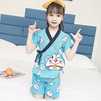 Quần áo trẻ em 2019 Bộ đồ ngủ bằng sợi cotton mùa hè cho bé gái hoạt hình ngắn tay mỏng điều hòa không khí phù hợp với áo hai dây 8 quần áo trẻ em 10 - Khác quần ống rộng trẻ em