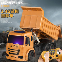 Remote control transport pull cargo dump truck engineering car model children little boy baby electric charging truck toy car