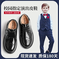 Черный детский костюм для мальчиков для школьников, в британском стиле, мягкая подошва, из натуральной кожи