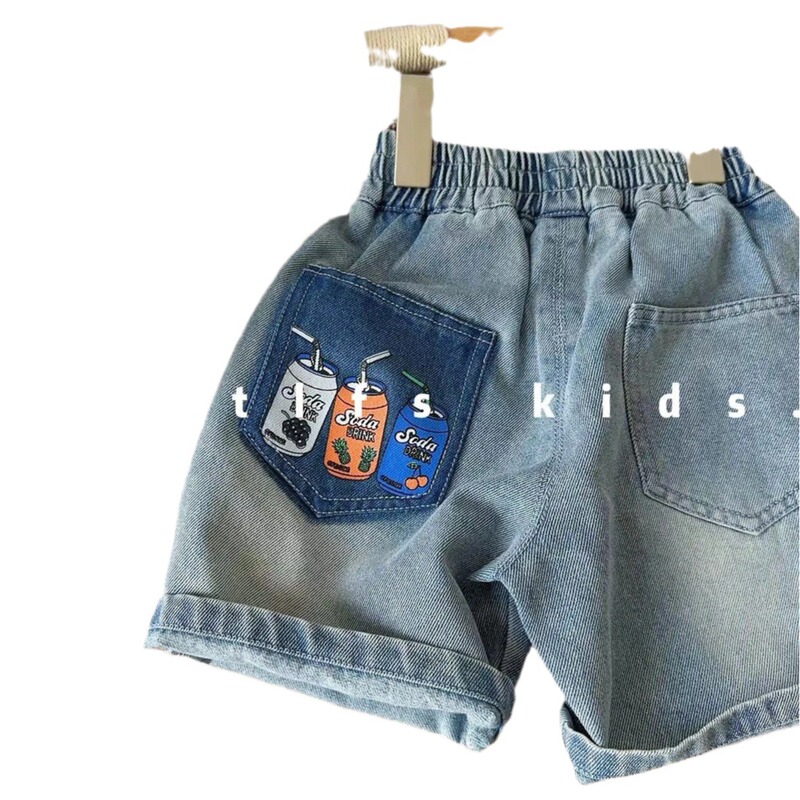 Exported to the United States, Japan, and Europe, Foreign Trade Surplus, Discounted, Cut-Label, New Summer Denim Shorts for Young Boys