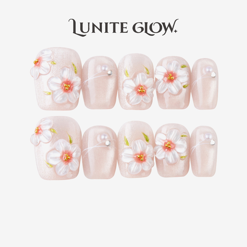 Luniteglow2026 New Handmade Wearable Nails Nude Color Natural Cat Eye Diamond-Encrusted Spring Daisy Manicure Luniteglow2026 New Handmade Wearable Nails Nude Color Natural Cat Eye Diamond-Encrusted Spring Daisy Manicure