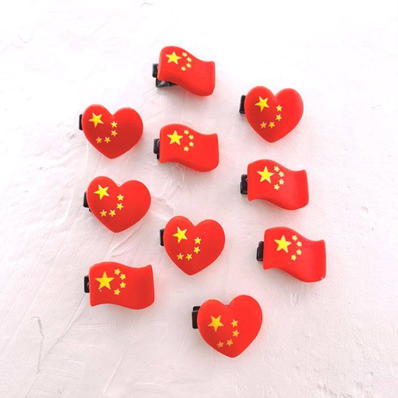 Five-star red flag hair and national day original student patriotic China heart small cute hair circle hair rope children's hair decoration