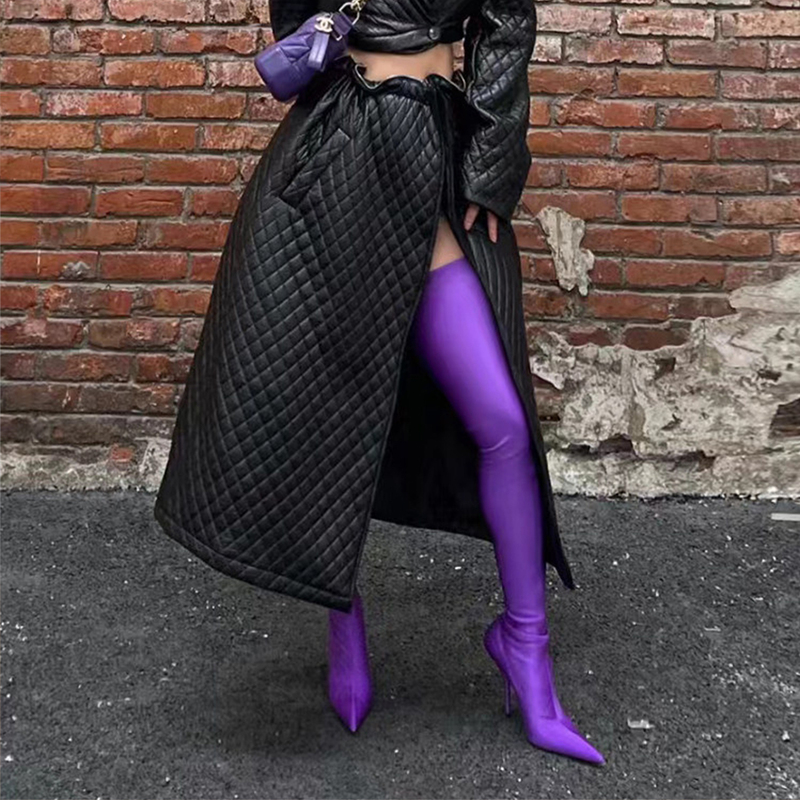 Purple Over-The-Knee Boots for Women, Thin Spring and Autumn Single Boots, Ultra-High Heel Thigh Boots, Elegant Pointed Toe Stiletto Elastic Slim Boots