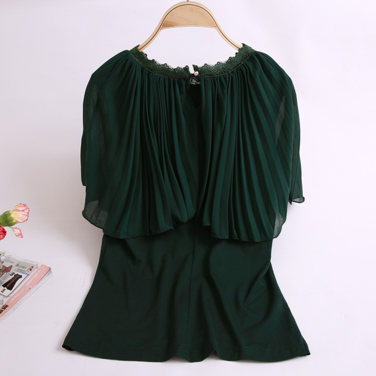 Mùa hè của phụ nữ công chúa gió ngọt ngào ren xếp li organ lá sen mỏng giảm béo đáy áo sơ mi nhỏ t-shirt áo thu đông dài tay nữ