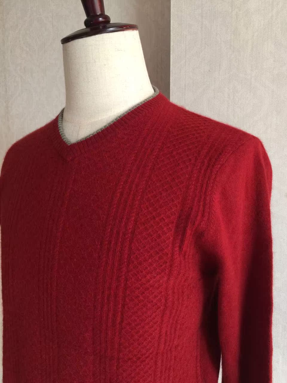 Giải phóng mặt bằng áo len nam cổ chữ V nhỏ Áo len cashmere - Áo len Cashmere áo thun dài tay nam