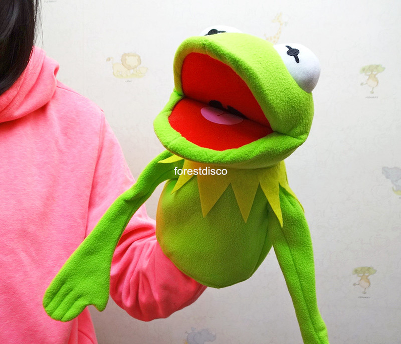 Komi Frog Hand Puppet Plush Toy, Kermit the Frog Style, Trendy Frog Puppet for Performance and Lecture Props