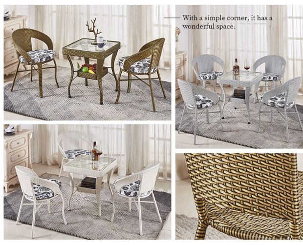 Wicker ghế ba mảnh tựa lưng ghế ngoài trời bàn ghế sofa nhiếp ảnh ghế hiên bàn kết hợp đồ nội thất sân vườn bàn cà phê ngoài trời