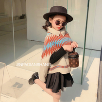 Girl Child Spring Autumn Season Child Clothing Banging Cloak Cape Beatle Temperament Han Qi magigu Flower Girls Baby Knitted Sweatshirt