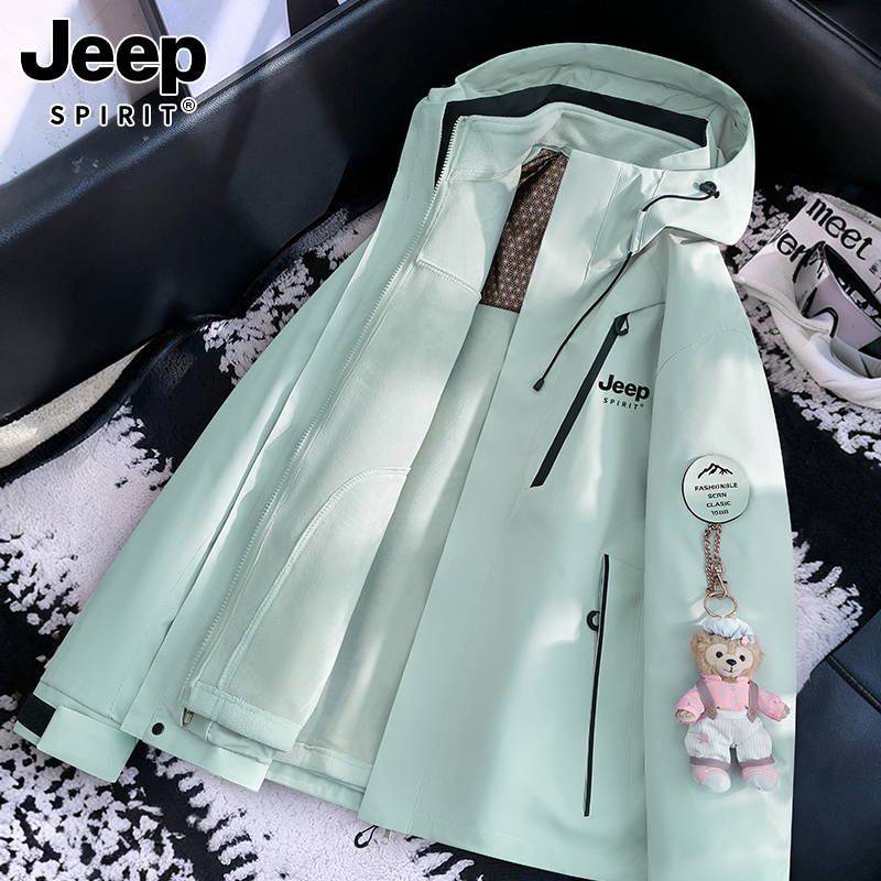 Jeep Stylish Women's Outdoor Jacket 2026 New Model Spring and Autumn Windproof Waterproof Three-In-One Thickened Travel Hiking Coat