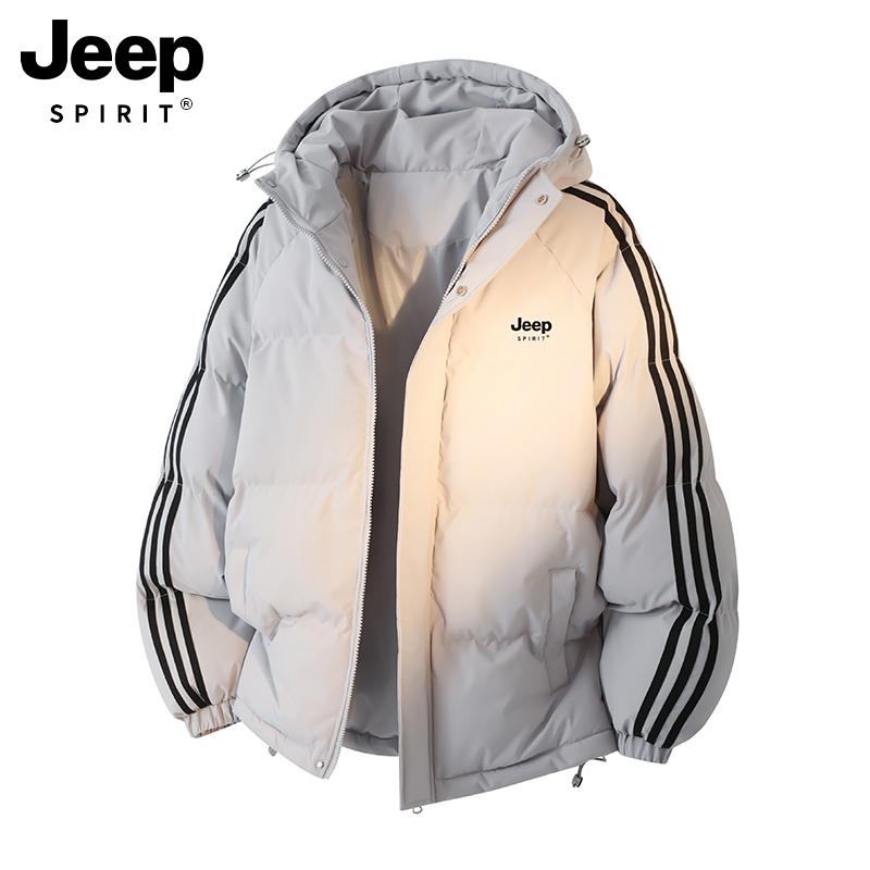 Пуховик JEEP, стеганая куртка, женская новинка 2025 года, зимняя полосатая стеганая куртка в студенческом стиле, стеганая куртка, толстая куртка с капюшоном