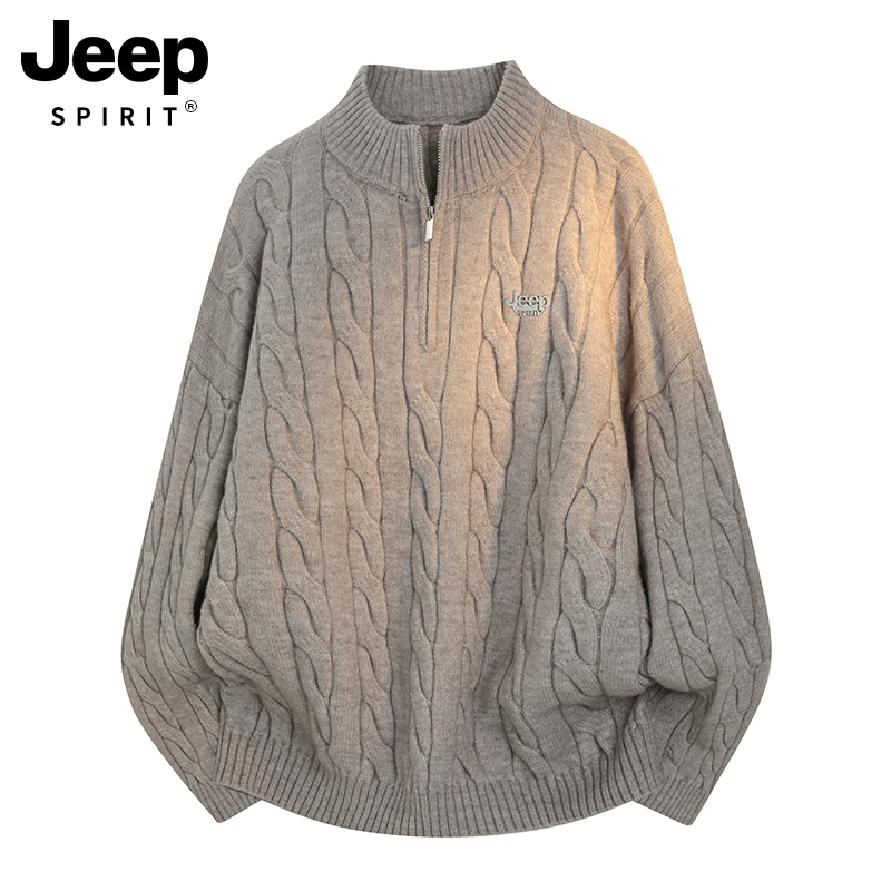 Jeep Stand-Up Collar Half-Zip Sweater for Men 2026 New Autumn and Winter Youth Twist Texture Knit Top Jeep Stand-Up Collar Half-Zip Sweater for Men 2026 New Autumn and Winter Youth Twist Texture Knit Top