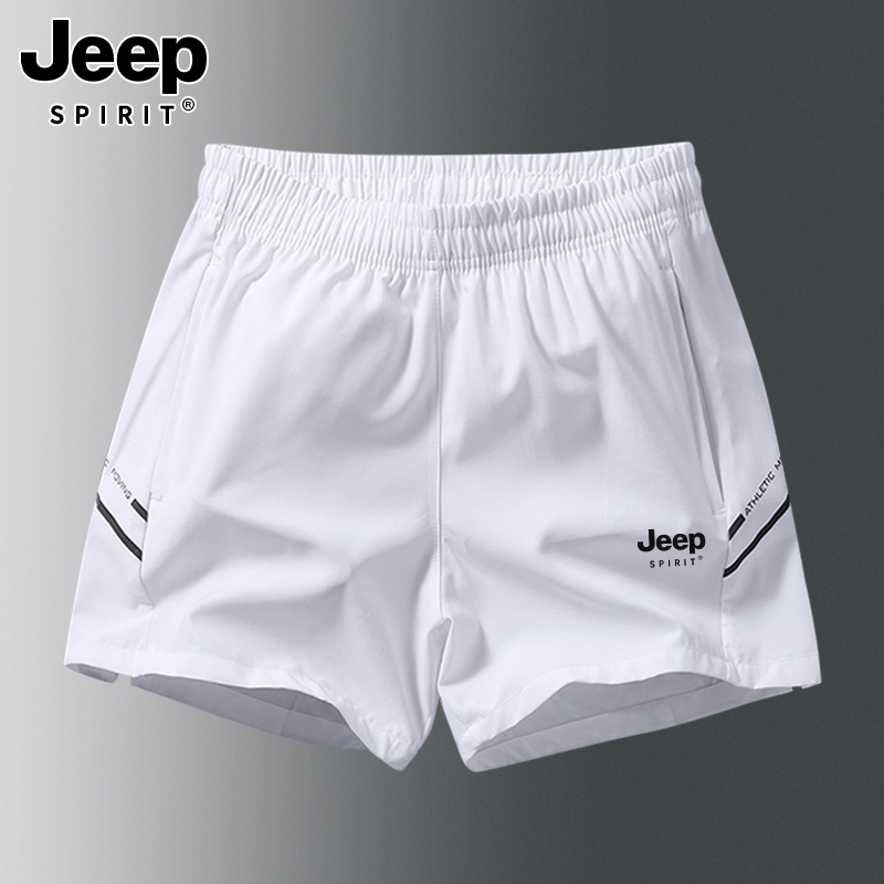 Jeep Sports Shorts for Men 2026 New Summer Thin Ice Silk Quick-Drying Running Fitness Outdoor Beach Shorts