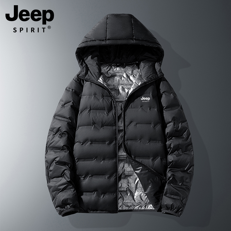 Jeep Lightweight down Jacket for Men, Autumn and Winter 2026 New Style, Warm White Duck Down, Winter Clothing for Middle-Aged and Elderly, Hooded Jacket