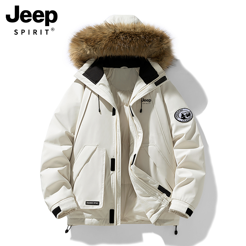 Женская пуховая куртка с хлопковой подкладкой JEEP, новинка 2025 года, зимняя куртка с большим меховым воротником, толстая теплая куртка с хлопковой подкладкой, супер красивый костюм parker