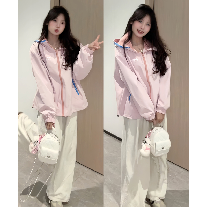 Jeep Pink Jacket for Women 2026 New Autumn Shell Embroidery Korean Style Super Nice Windproof Jacket Early Autumn Jacket