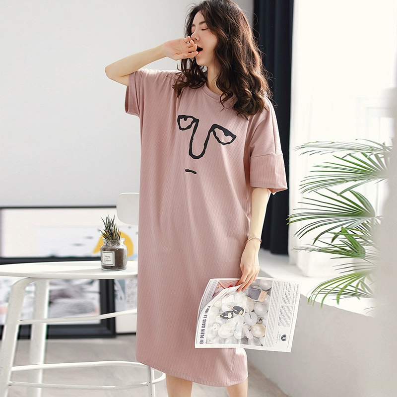 Mùa hè cho con bú váy ngủ cotton mỏng đồ ngủ mặc nhà mùa hè đi chơi phụ nữ mang thai sau sinh cho con bú váy giam giữ quần áo - Giải trí mặc / Mum mặc