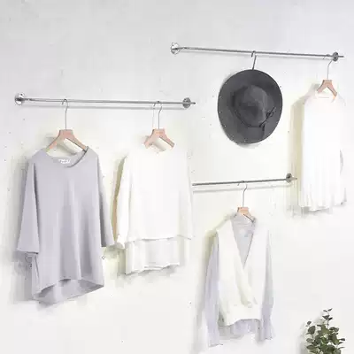 Clothing display rack wall-mounted net celebrity hanger women's store wall-mounted wall rack stainless steel brushed silver side hanging