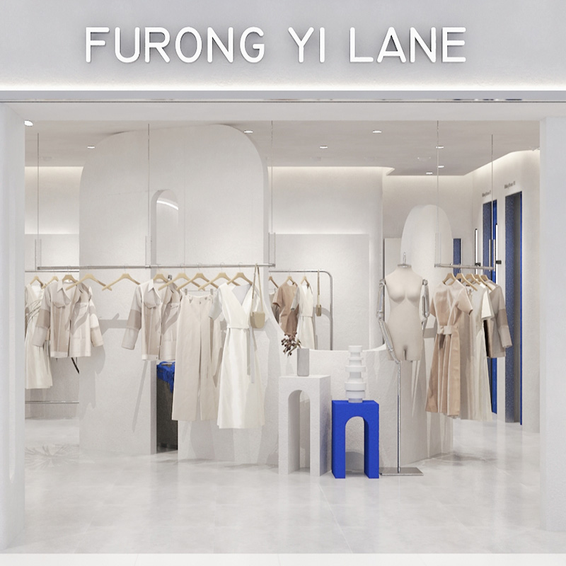 Clothing store stainless steel hangers on the wall hanging display stand boys and girls clothing store shelves custom display props