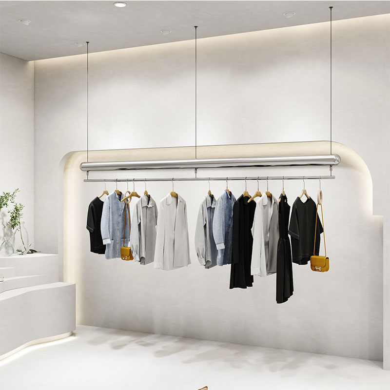 Clothing store display stand stainless steel bright surface display props men and women clothing store shelf hanging window hanger hanger