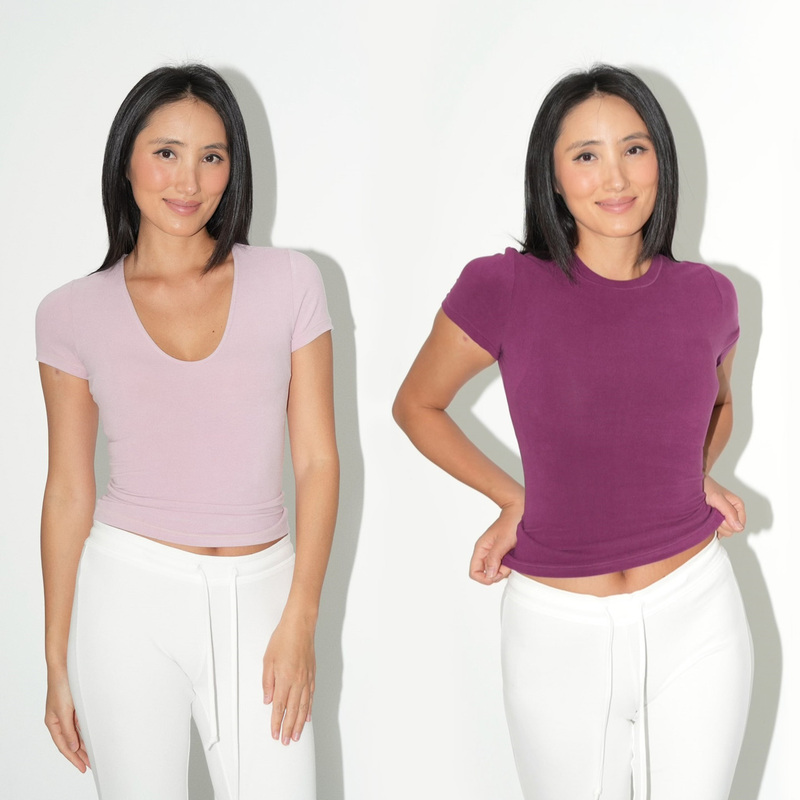 Welld Has Exceeded 10,000 Cumulative Sales! Soft Mist Series! U-Neck/Round-Neck Short-Sleeved Women's Simple High-End T-Shirt Top