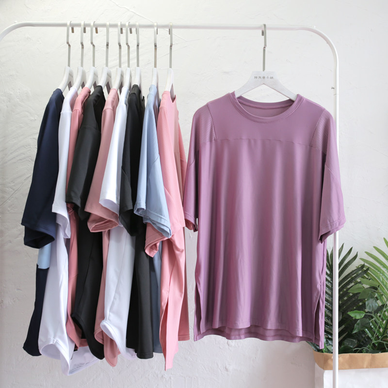 Extra-large code speed dry sports short sleeve blouses female display slim gym gym fitness clothes breathable loose casual running exercise-Taobao