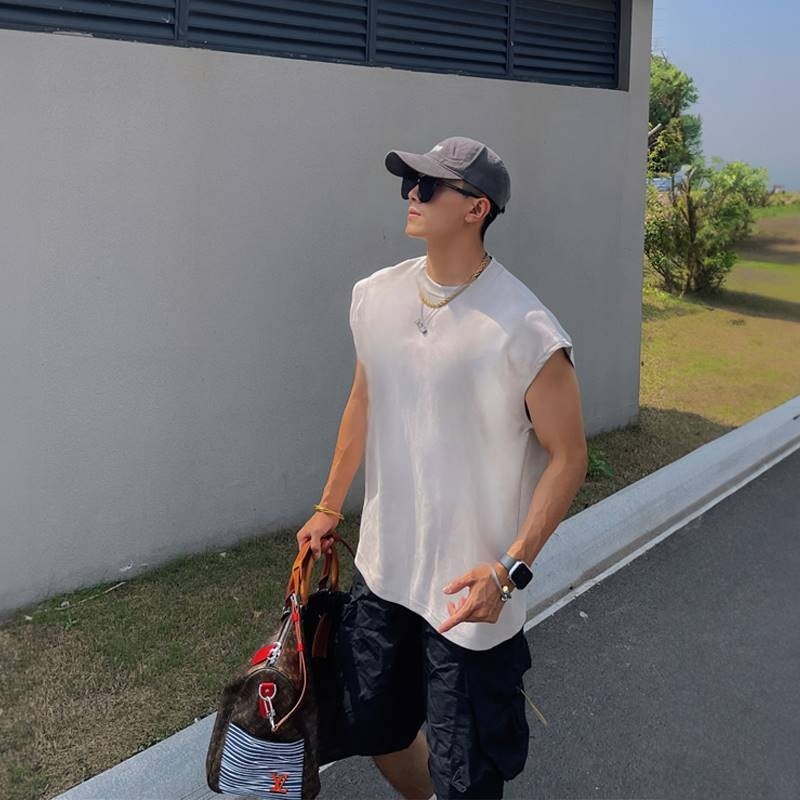 Men's Summer Tank Top That Shows Muscles, Fitness Sports Sleeveless Vest, American Style Sleeveless T-Shirt, Sports Fitness Sleeveless Short-Sleeve Top Men's Summer Tank Top That Shows Muscles, Fitness Sports Sleeveless Vest, American Style Sleeveless T-Shirt, Sports Fitness Sleeveless Short-Sleeve Top
