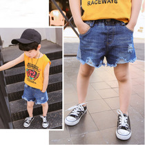 Boys denim shorts summer Korean edition childrens hot pants 2021 summer thin boys pants 4 years old childrens tide pants 5