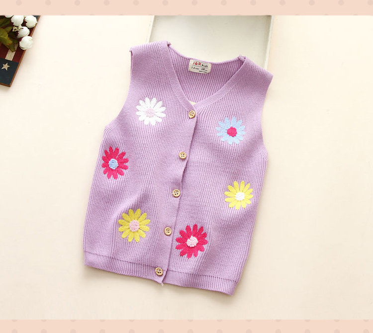 Mùa thu 2018 bé gái đan hoa cardigan trẻ em vest len ​​vest bé vest vest áo sơ mi quần áo trẻ em áo khoác em bé ấm áp