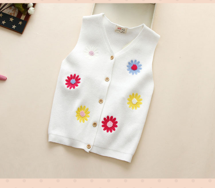 Mùa thu 2018 bé gái đan hoa cardigan trẻ em vest len ​​vest bé vest vest áo sơ mi quần áo trẻ em áo khoác em bé ấm áp
