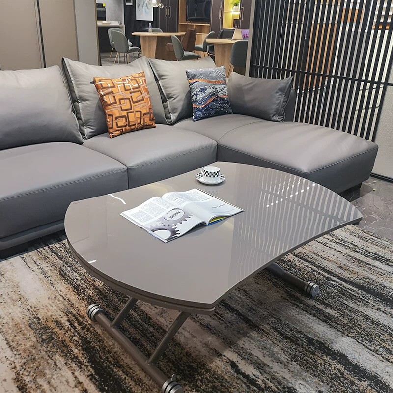 Italian style durian New lifting tea table table dual-purpose multi-purpose tea table round table light luxury baking paint tempered glass