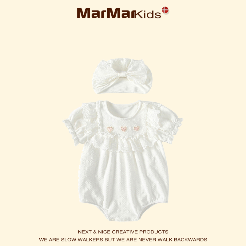 Denmark Marmar Kids Summer Lace Baby Romper for Infants and Newborns, Princess Style, 100-Day Celebration Outfit Denmark Marmar Kids Summer Lace Baby Romper for Infants and Newborns, Princess Style, 100-Day Celebration Outfit