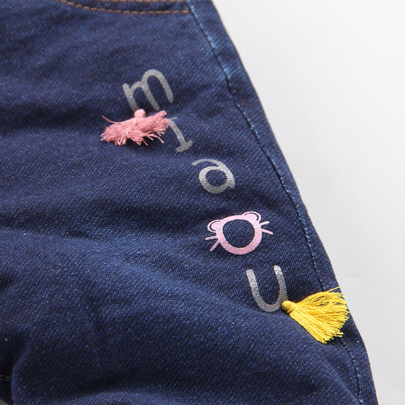 Min Peng mùa đông mới cho bé gái denim quần độn đệm mềm mại 1-3 tuổi 2 quần trẻ em để giữ ấm kinh doanh quần áo trẻ em