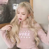 Water dance wig female hair natural big wave sideburns air bangs Net red lolita Golden whole long curly hair