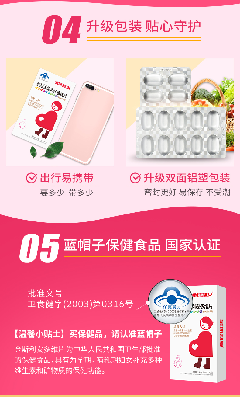 创盈金斯利安多维片叶酸片
