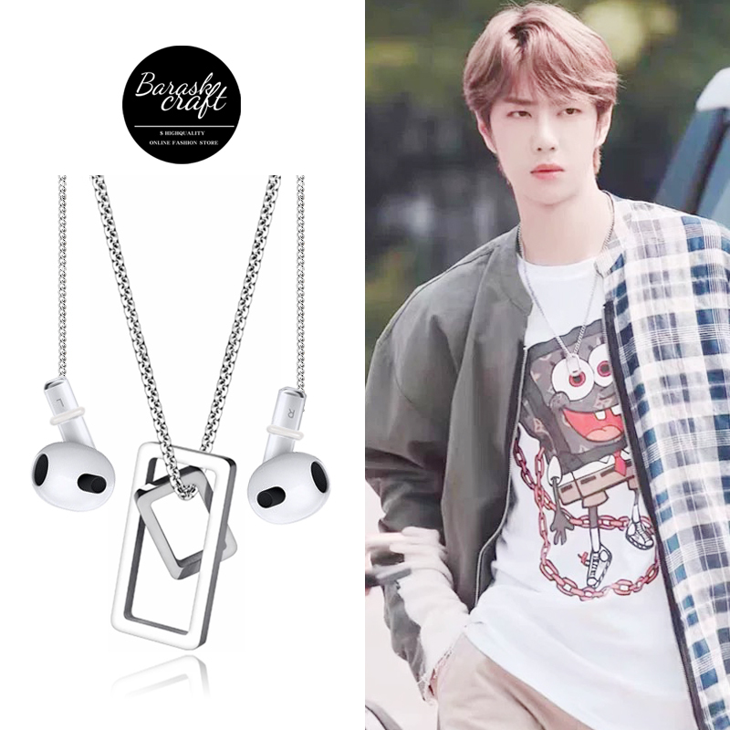 Wang Yibo Style Necklace Bluetooth Earphone Anti-Drop Wireless Anti-Loss Chain AirPods Protective Strap Ear Chain Ear Hook