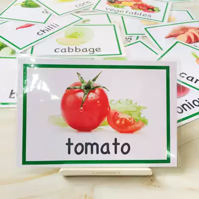 English card waterproof Enlightenment flash card vegetables 20 kindergarten children's word card early education English map teaching aids