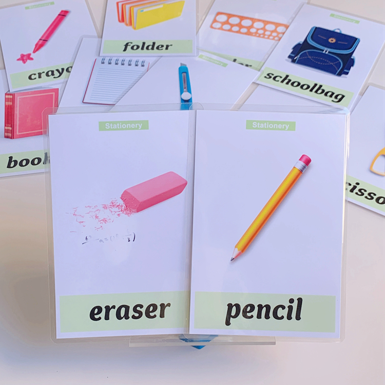 English Word Cards Waterproof Plastic Flashcards Stationery Kindergarten Primary School Learning English Enlightenment Teacher Teaching Aids