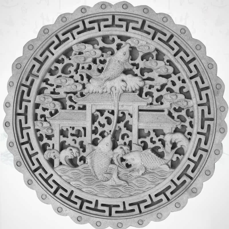 Small Li Family Courtyard House Round Antique Photo Wall Relief Ancient Jian Decoration Wall Fish Leaping Longmen Brick Sculpture