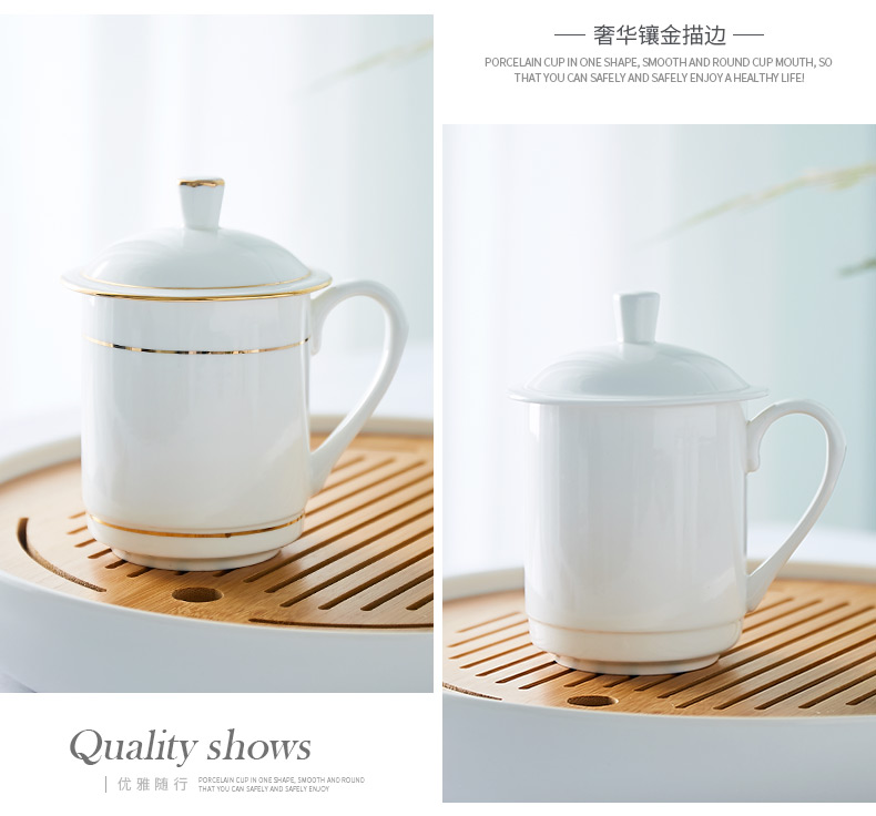 Jingdezhen ceramic cups with cover office cup and meeting room ipads China household glass tea cup custom kei chan cup