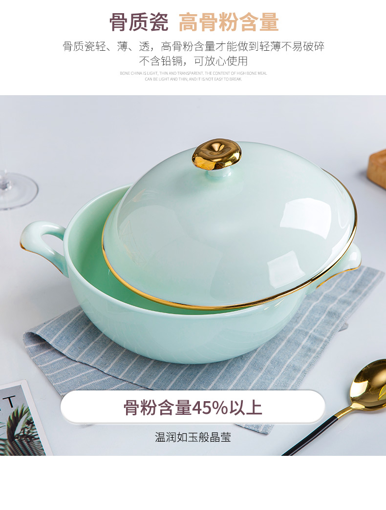 Ipads porcelain ceramic pot big white household ears lead - free soup pot soup bowl with cover in clay pot soup bowl tableware up phnom penh celadon pot