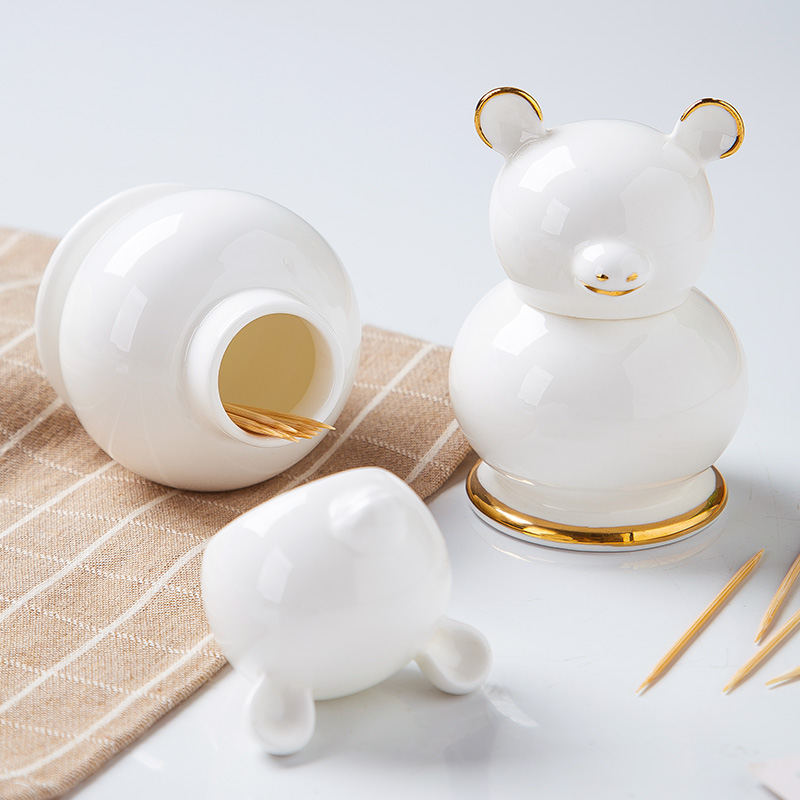 Home restaurant ipads porcelain tooth extinguishers pure creative fashion up phnom penh ceramic toothpick/toothpick box bear a toothpick