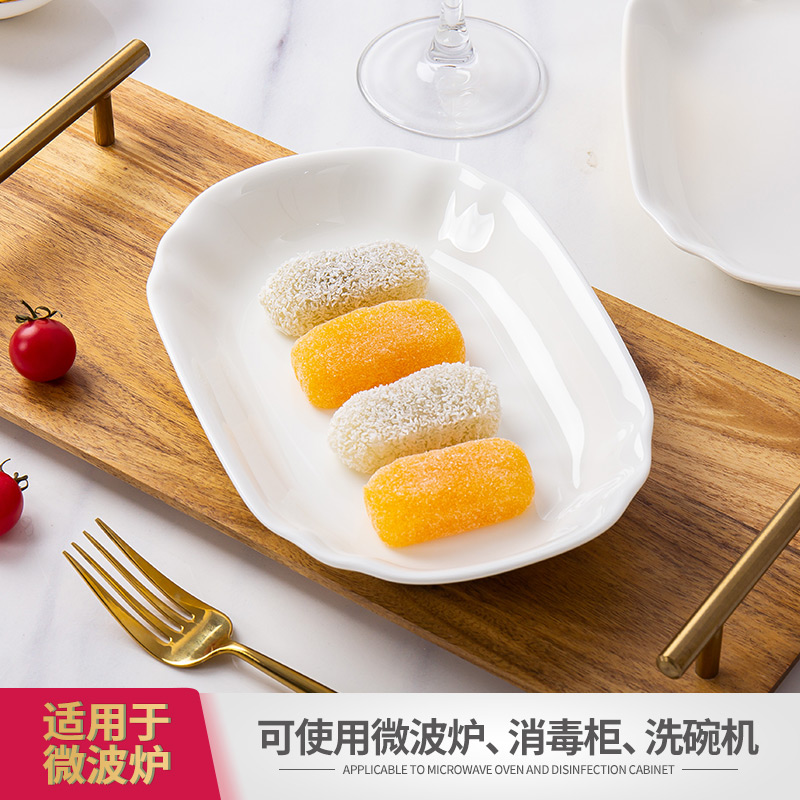 Creative contracted Europe type steamed fish ipads child household porcelain white rectangle plate plate microwave northern dishes