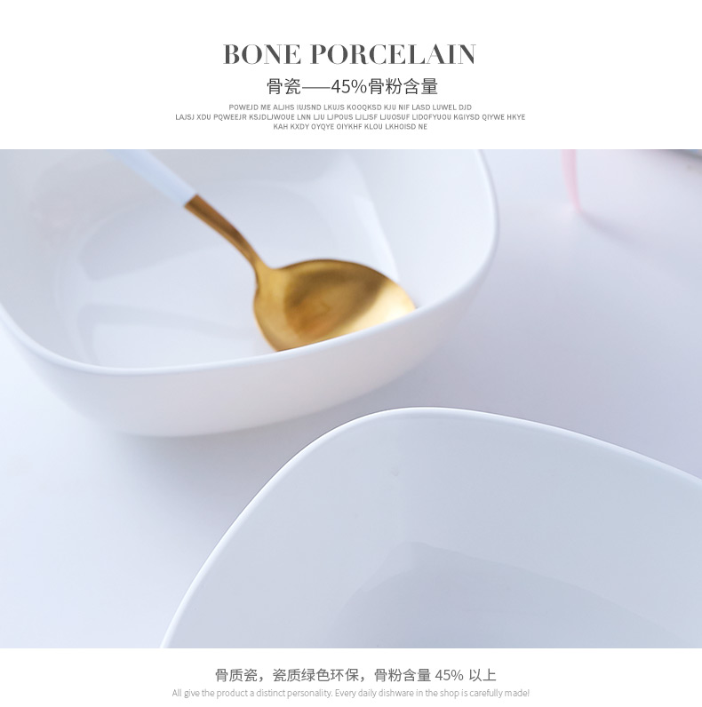 Creative jingdezhen ceramic bowl of salad bowl ipads porcelain white household sifang rainbow such as bowl bowl move microwave oven is available
