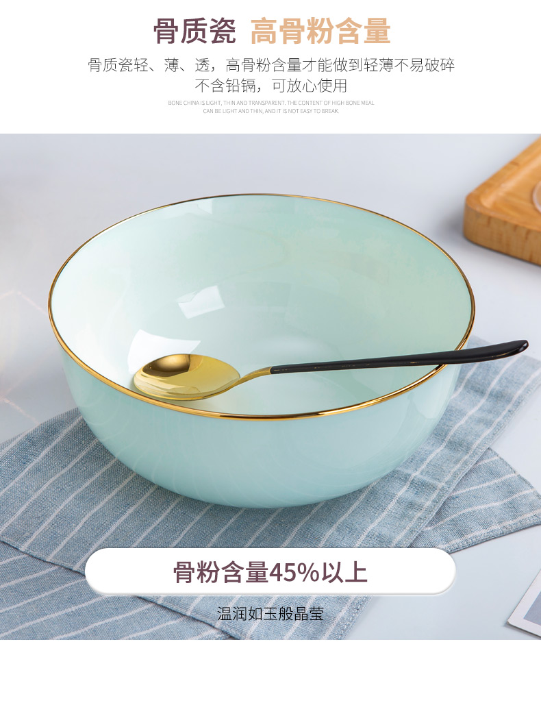 Ipads China jingdezhen ceramic large soup bowl home eight inches rainbow such as bowl basin of Chinese style tableware soup green glaze creative dishes
